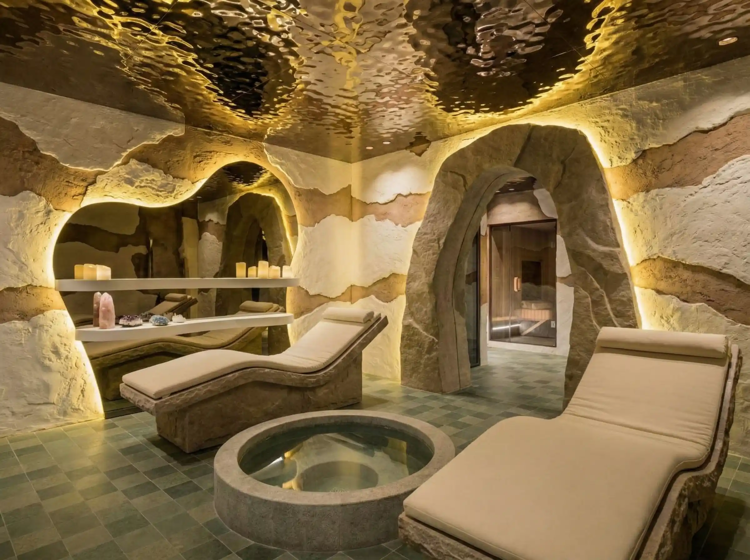 Sculpted relaxation area in the Boho Club spa